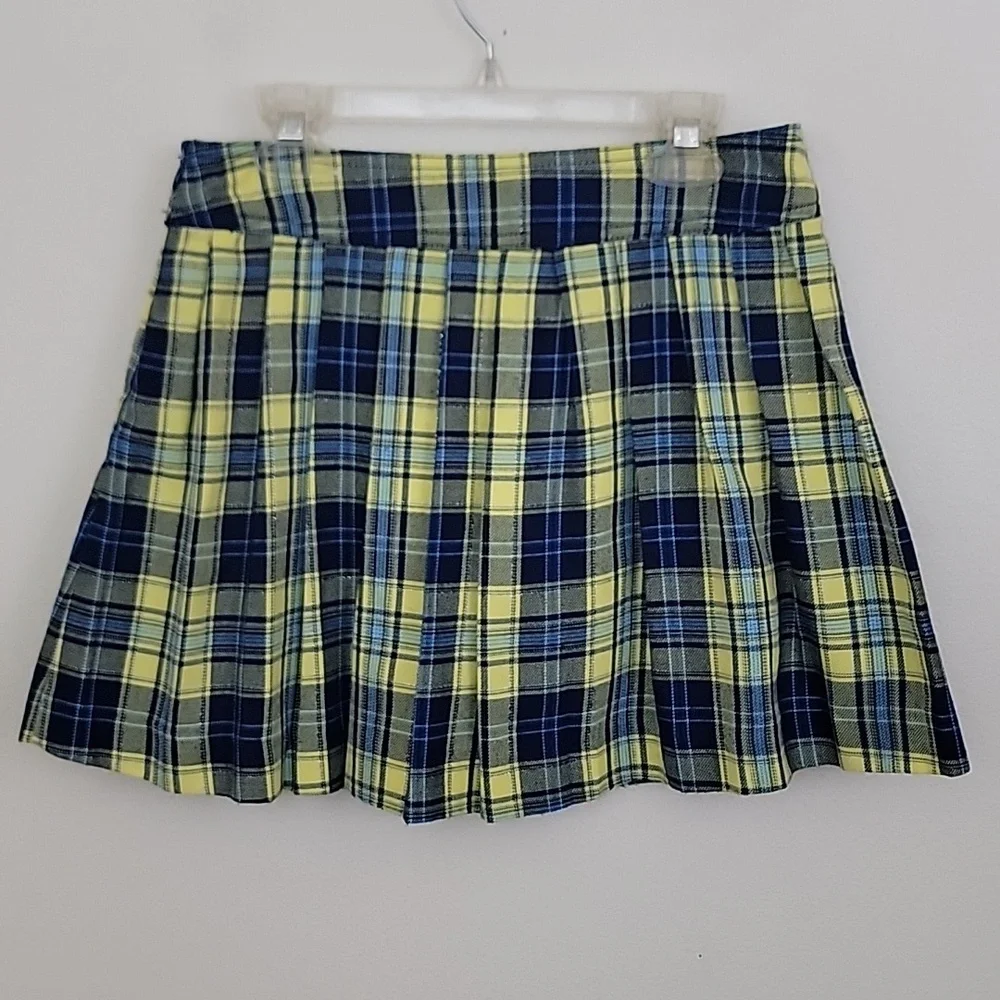 Justice Blue & Yellow Plaid Flannel Skorts Girls 14